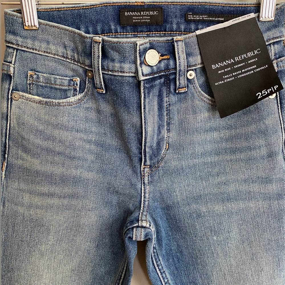 NWT Banana Republic Premium Denim MidRise Skinny Ankle Jeans Size 25 Petite - Picture 4 of 15
